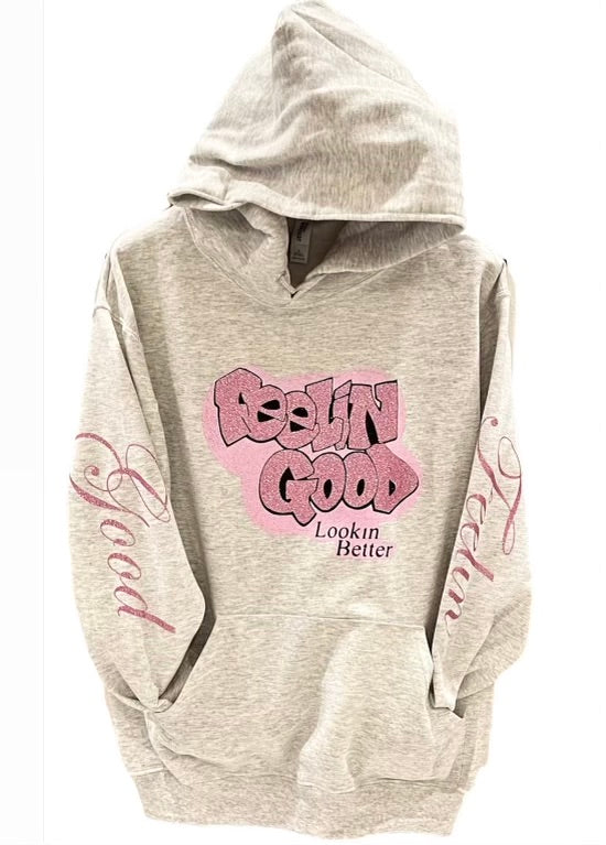 FGLB Ladies Glitter Hoodie Pink Logo