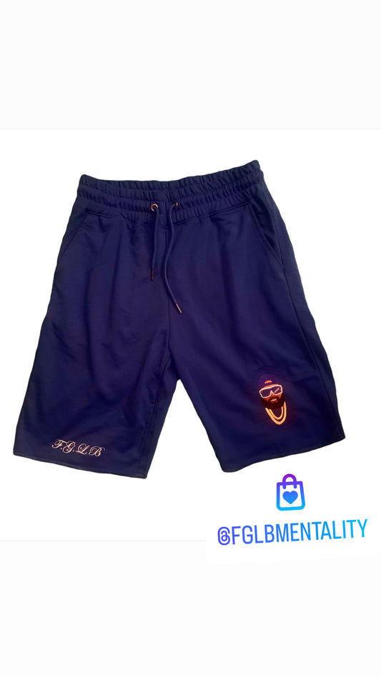 Brand New Royal Blue Sweat Shorts with Emoji Face Logo