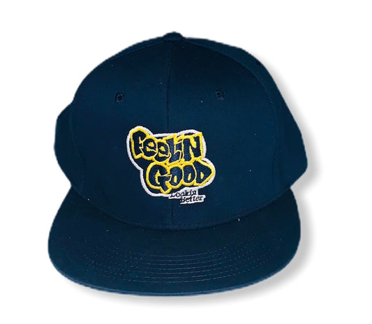 Navy blue and yellow snapback hat